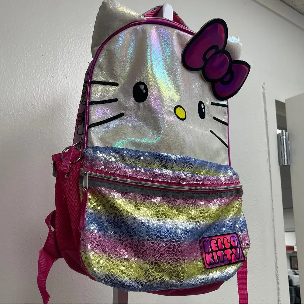 Hello Kitty Rainbow‎ Sequin Backpack Holographic Iridescent School Bag